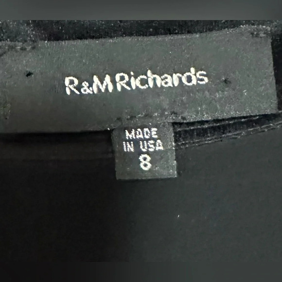 R & M Richards Black Dress Sleeveless Sheer fringed attached poncho - Picture 2 of 7